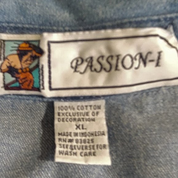 💜Passion-I XL Shirt Embroidered Birds & Homes Long Sleeve Button Up - Picture 4 of 6